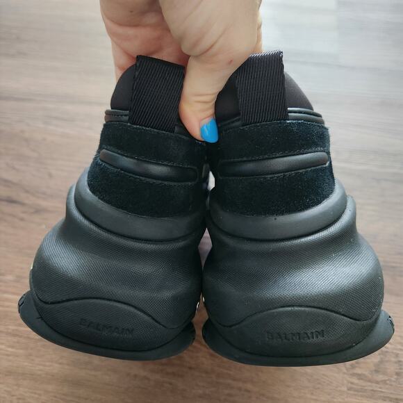 Authentic Balmain B-Bold low-top sneakers Black 7 Designer Grunge Futuristic - Picture 3 of 14